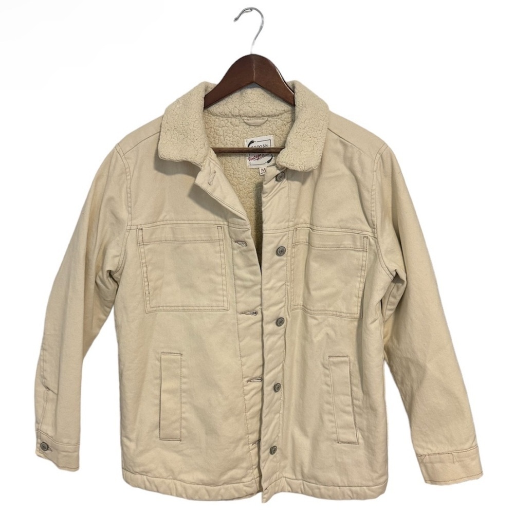 Stoosh Vintage Denin White Denim Sherpa Lined Jacket Shacket